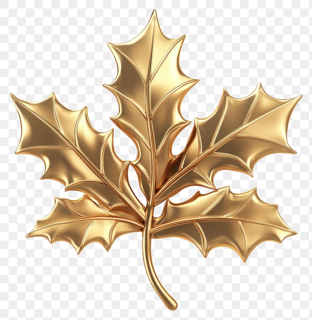 PNG Gold holly illustration design leaf.