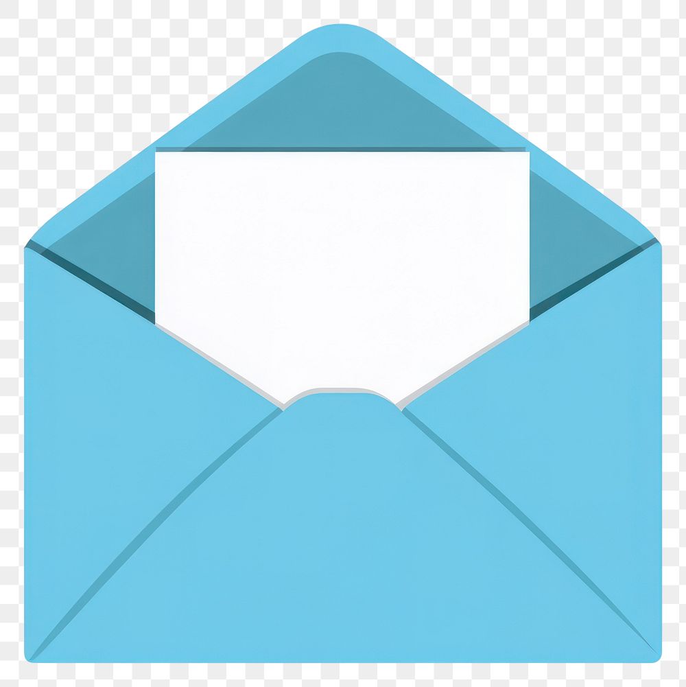 PNG Opened light blue envelope background white mail.