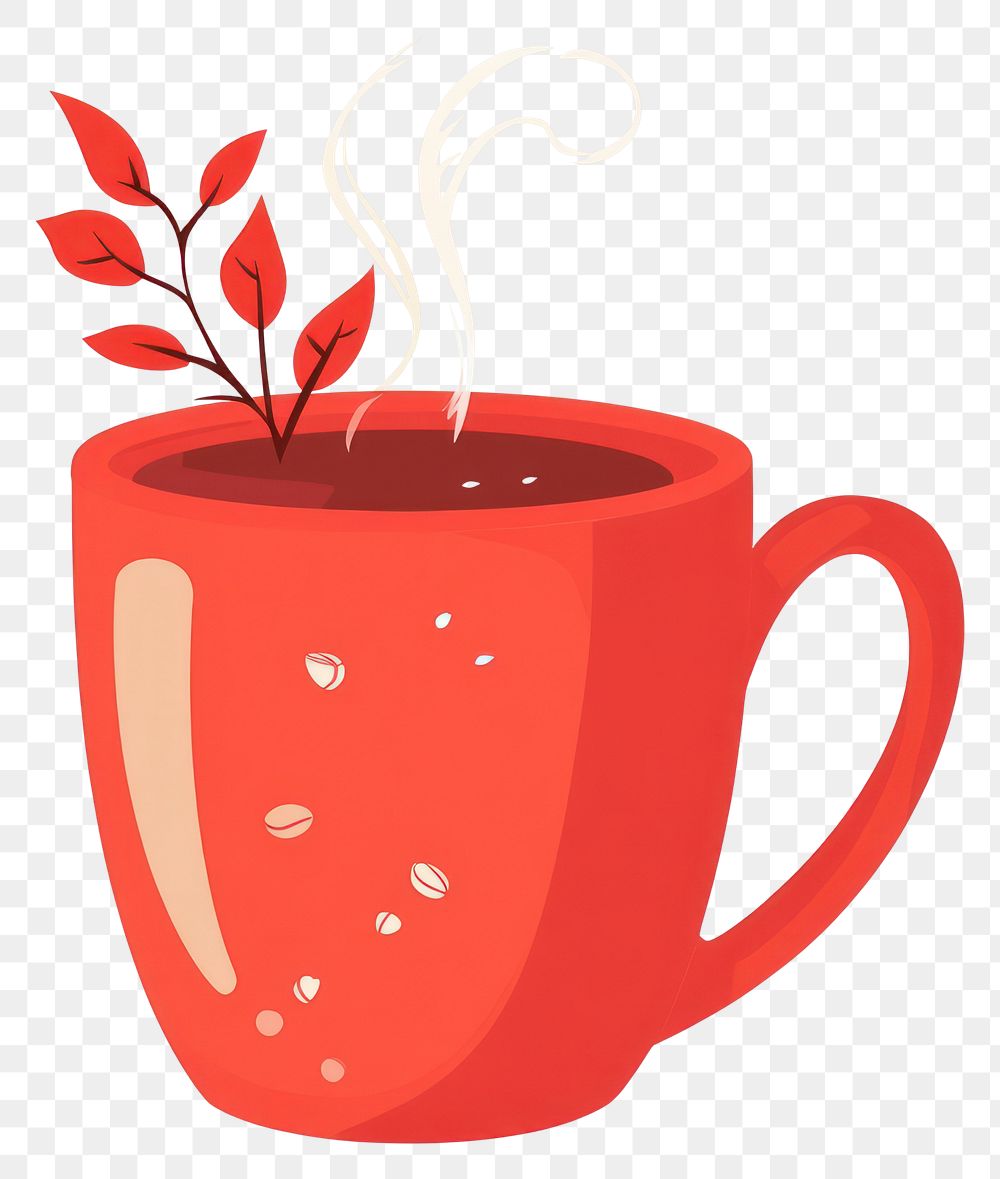 PNG Red hot chocolate in cup illustration beverage coffee.