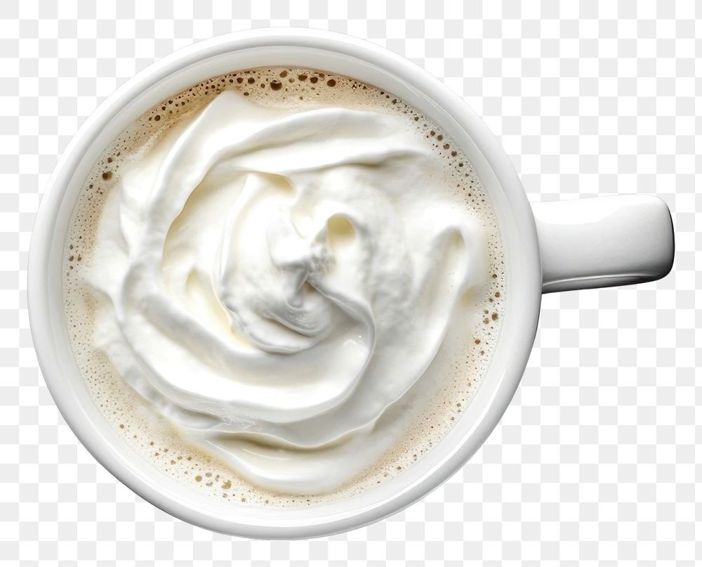 PNG An isolated white cup mug of coffee with whipping cream drink photography beverage.