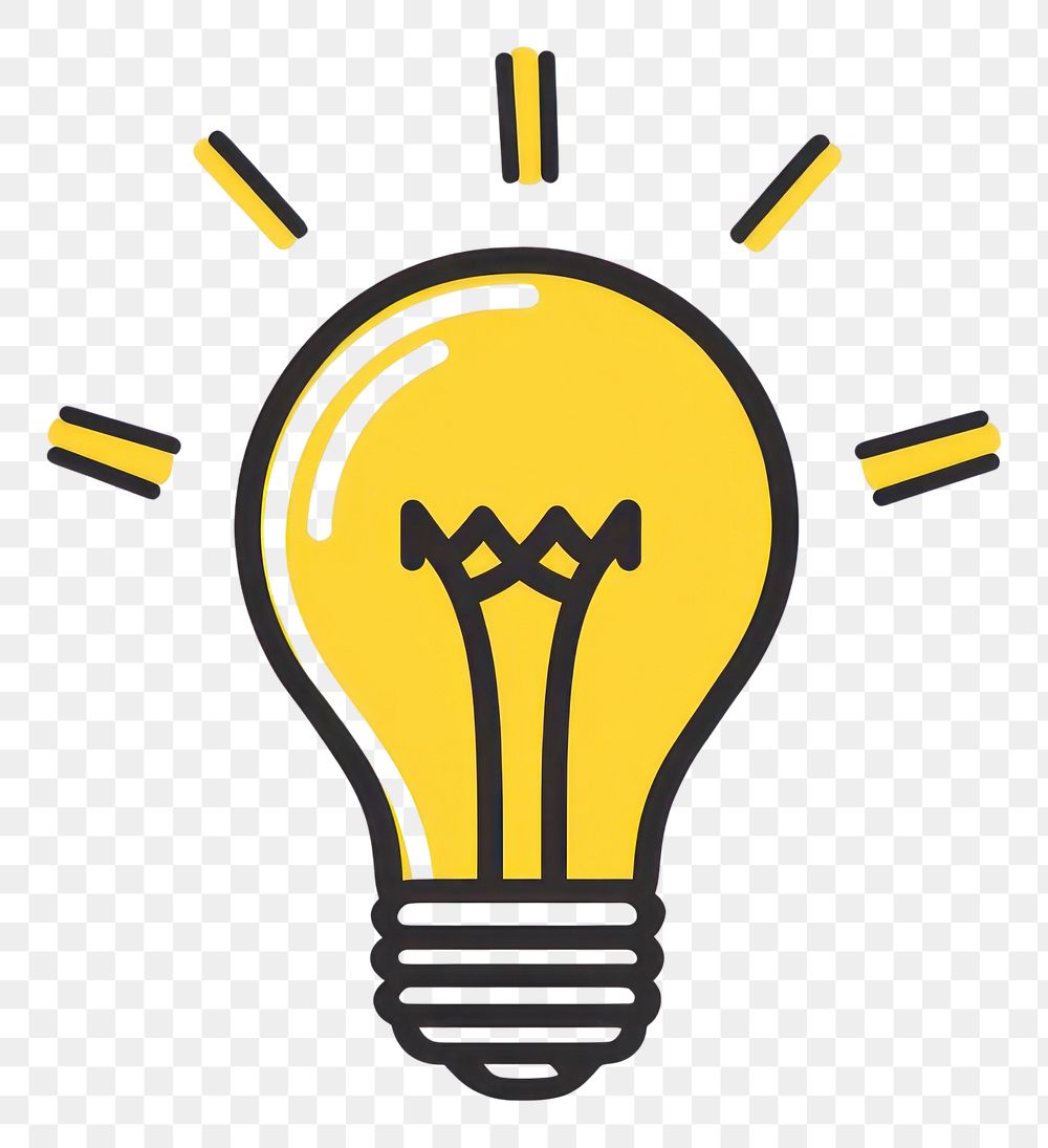 PNG Lightbulb icon drawing yellow simple.