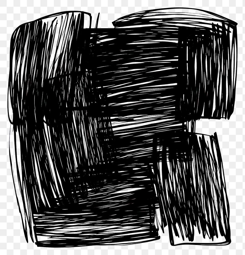 PNG A rectangles scribble drawing abstract sketch.