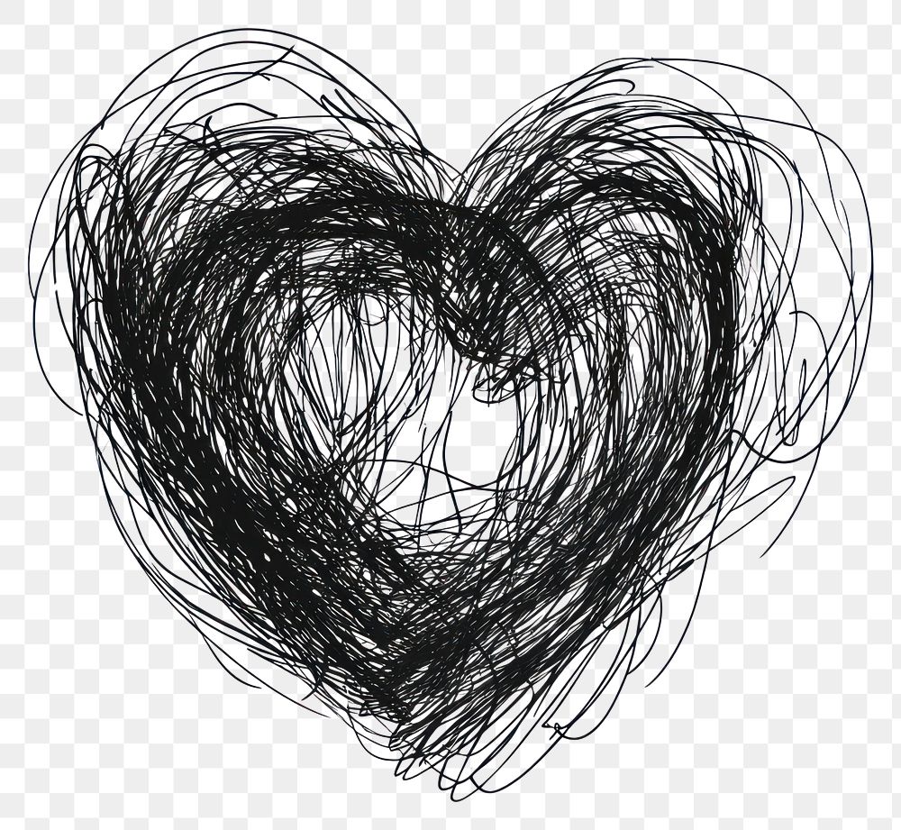 PNG Heart shape scribble drawing hand-drawn sketch.