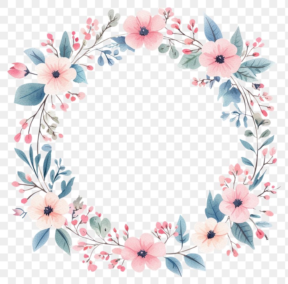 PNG Spring color flowers circle frame illustration watercolor blossoms.