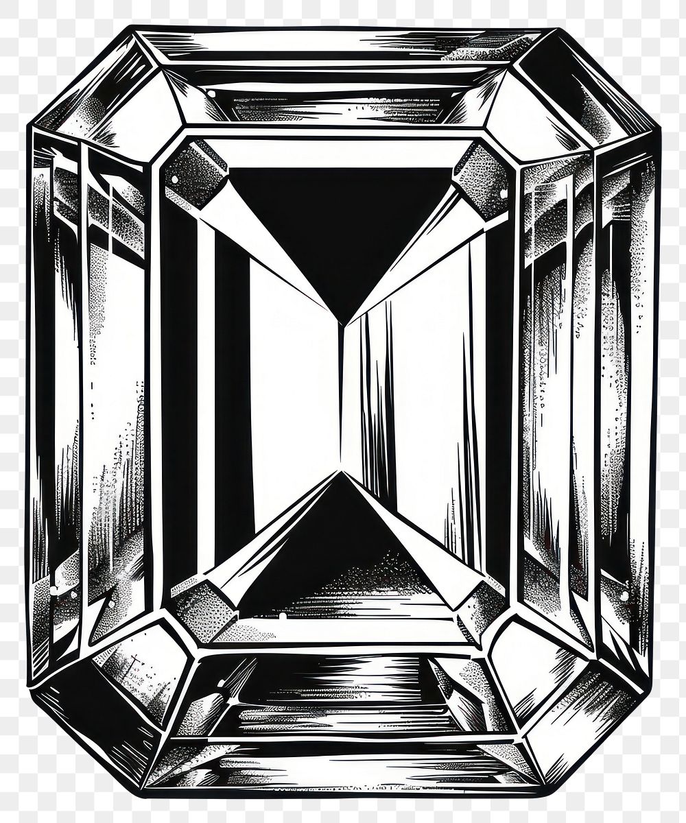 PNG Emerald cut gem illustration gemstone diamond.