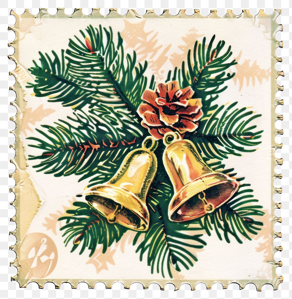 PNG Fir branches bells christmas vintage.