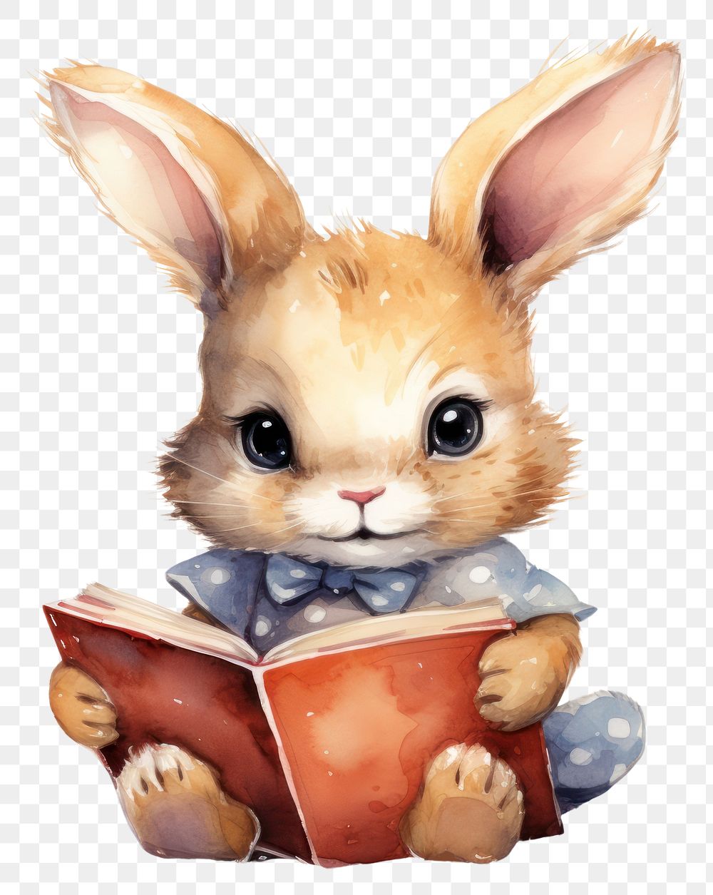 PNG Baby rabbit teahcer hugging book animal cartoon mammal.