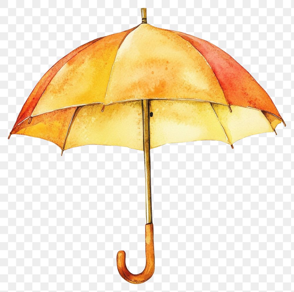 PNG Autumn yellow umbrella illustration watercolor hand-painted.