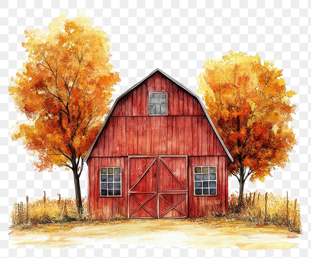 PNG Barn illustration watercolor harvest.