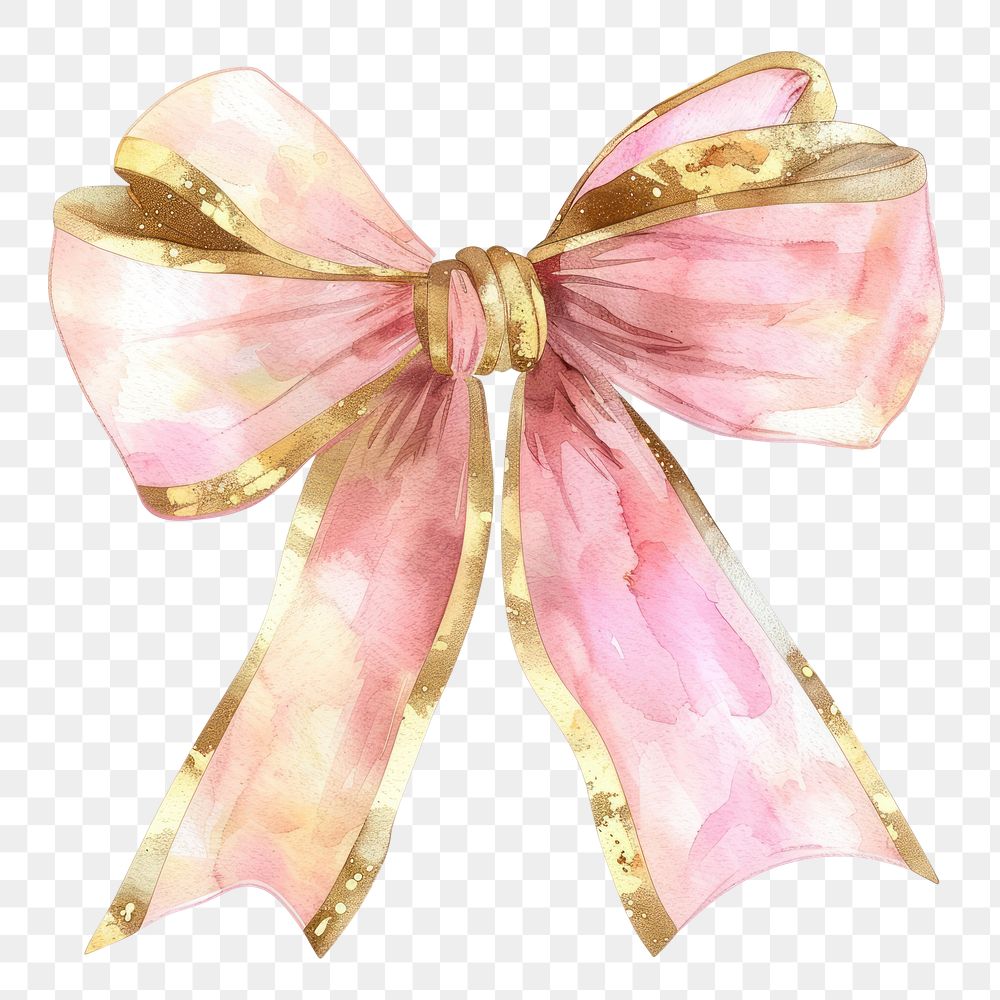 PNG Pink and gold bow watercolor pink hand-painted.