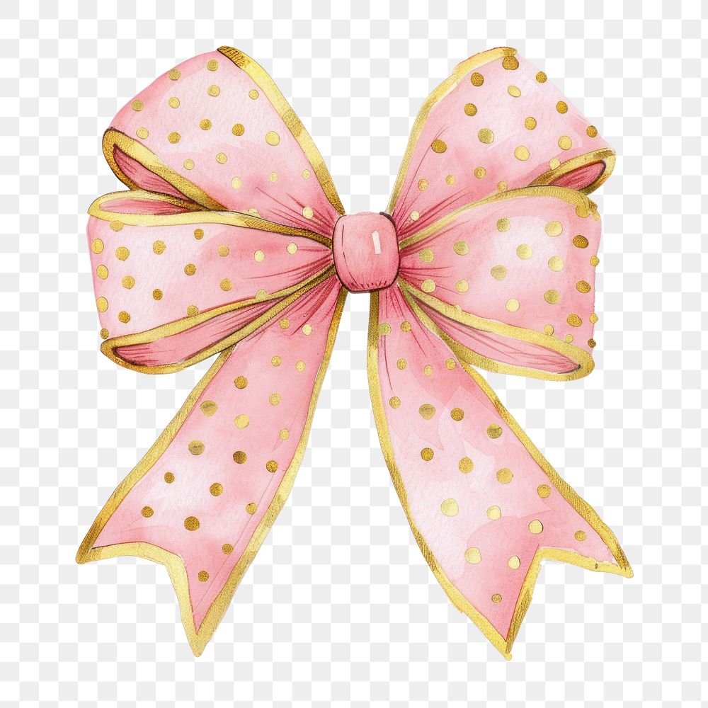 PNG Pink bow illustration watercolor polka.