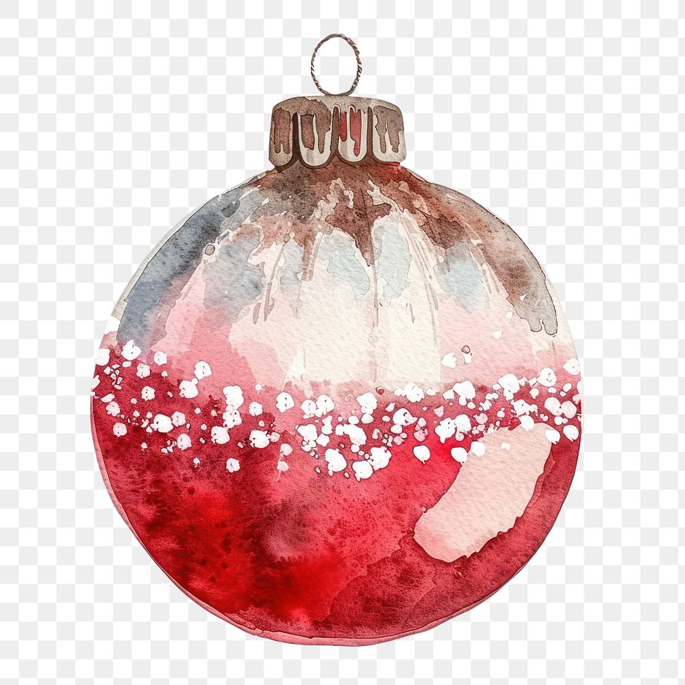 PNG Red and white Christmas ornament watercolor christmas christmas ornament.