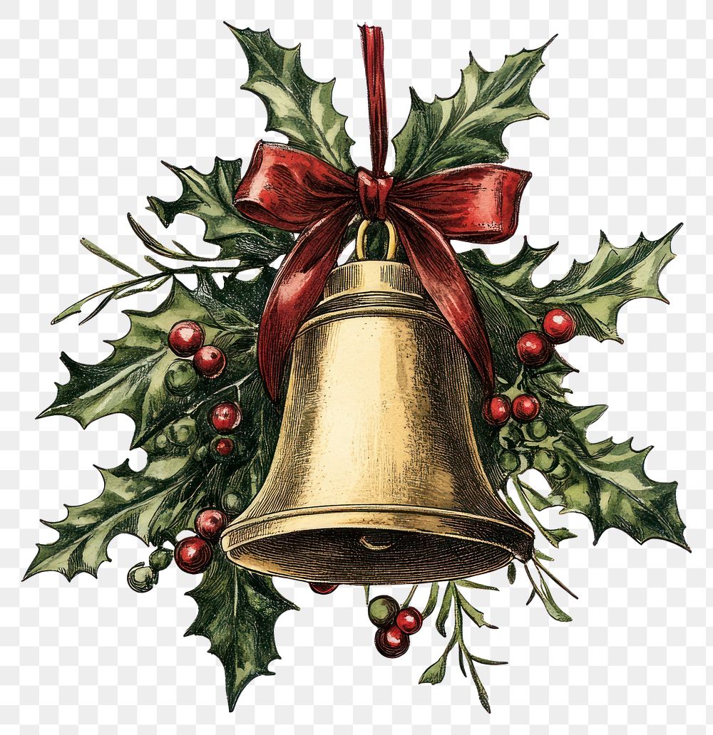 PNG Bell christmas illustration traditional chandelier.