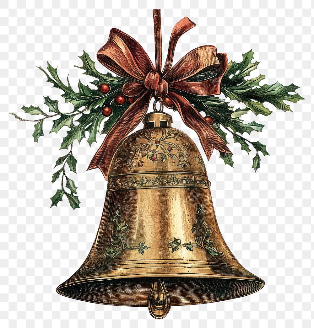 PNG Bell christmas illustration vintage traditional.