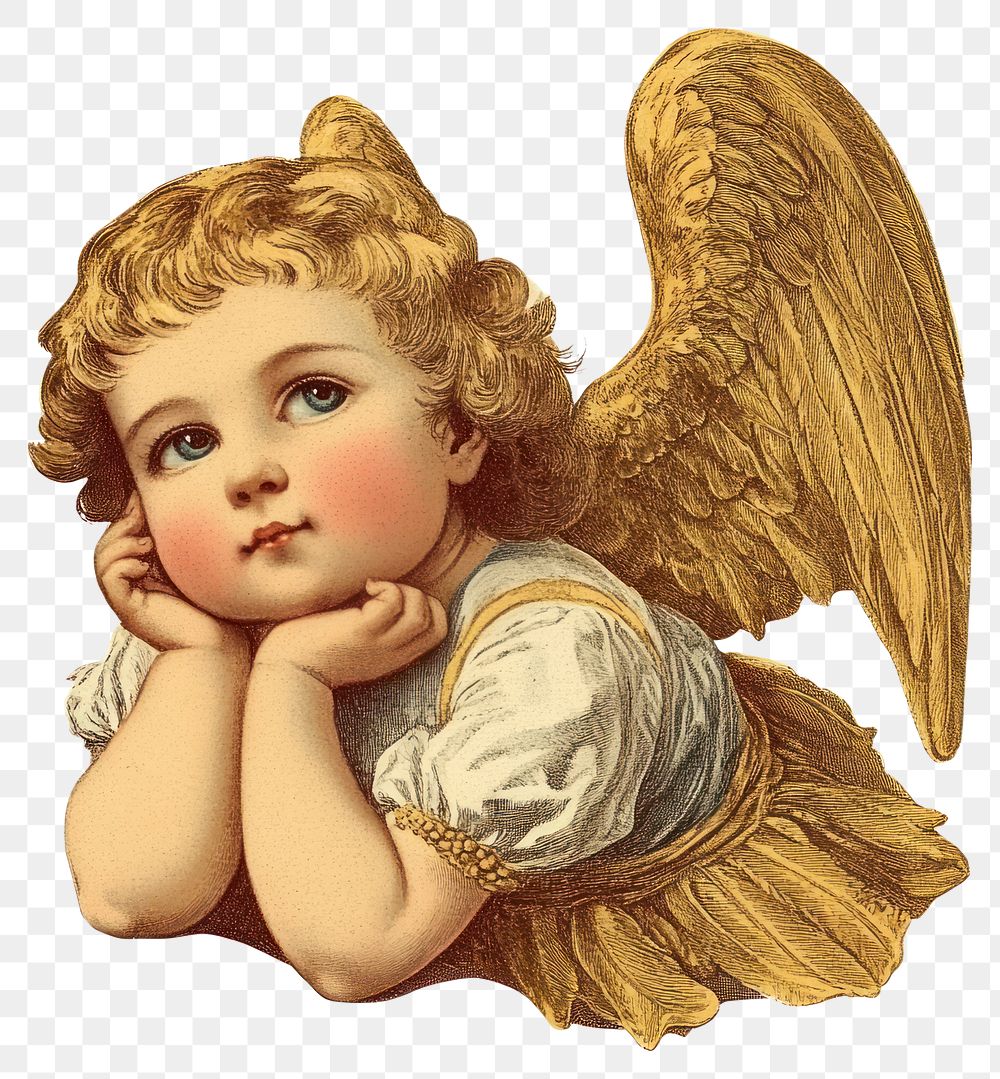 PNG Christmas baby angel illustration vintage vintage illustration.