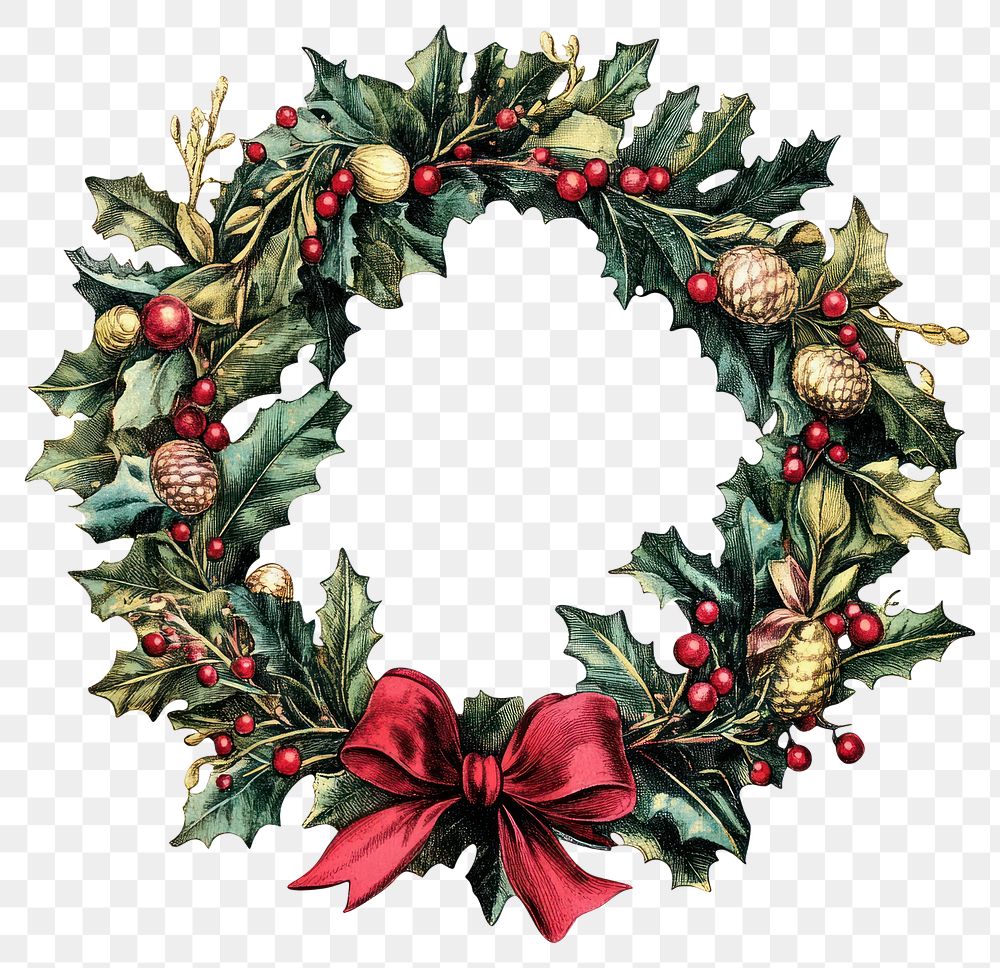 PNG Christmas wreath traditional decoration holiday.