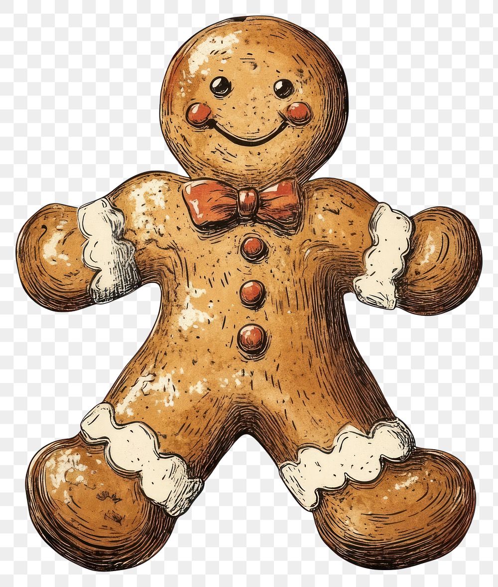 PNG Gingerbread man illustration sweets cookie.