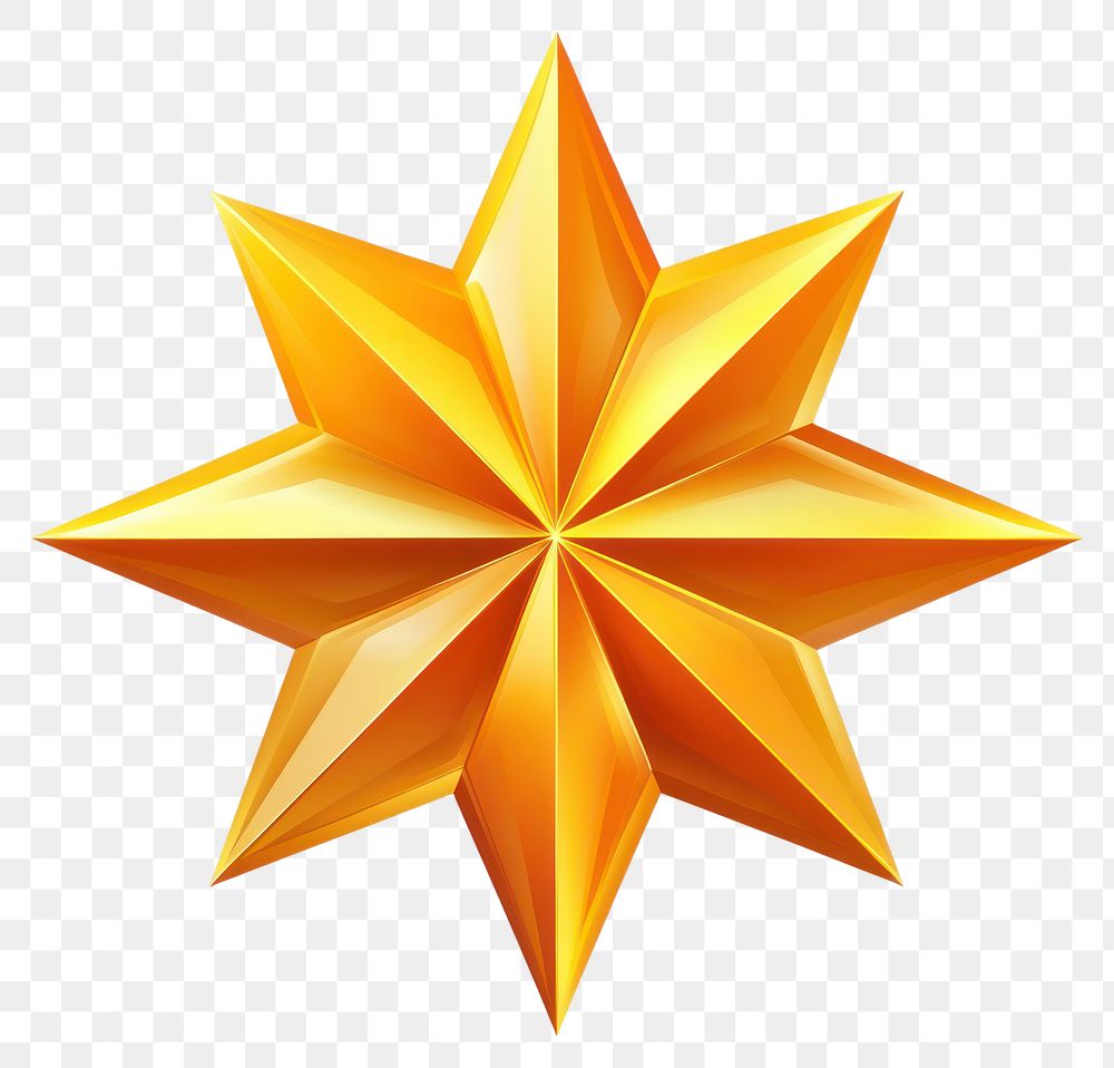 PNG A Gold six-pointed star vector bright eight-pointed.