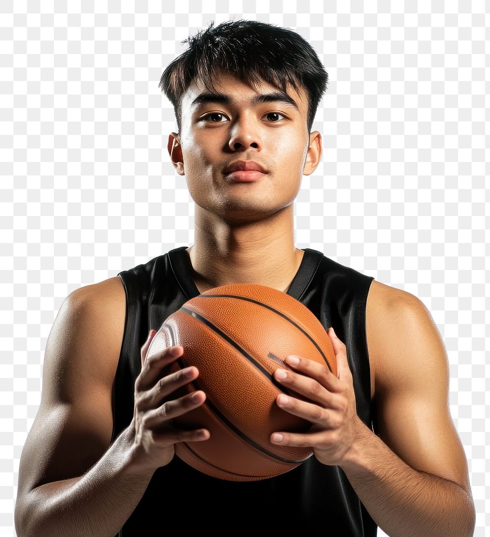 PNG Asian Thai male basketball player photography portrait isolated.