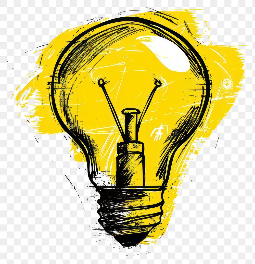 PNG Doodle light bulb background yellow illustration.