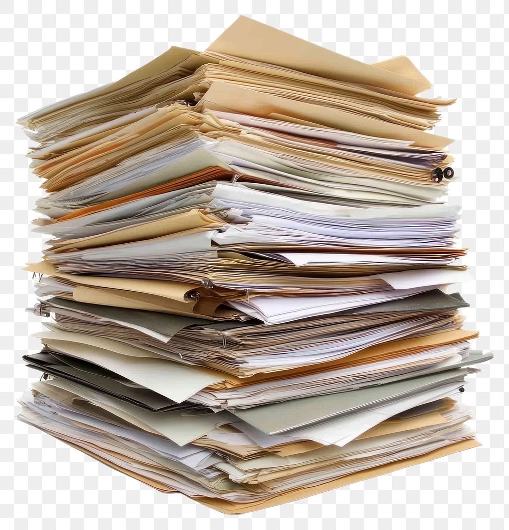 PNG Stack of papers and files documents administrative organization.