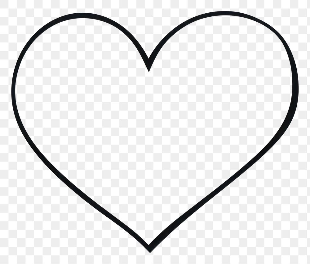 PNG Simple heart outline white illustration.