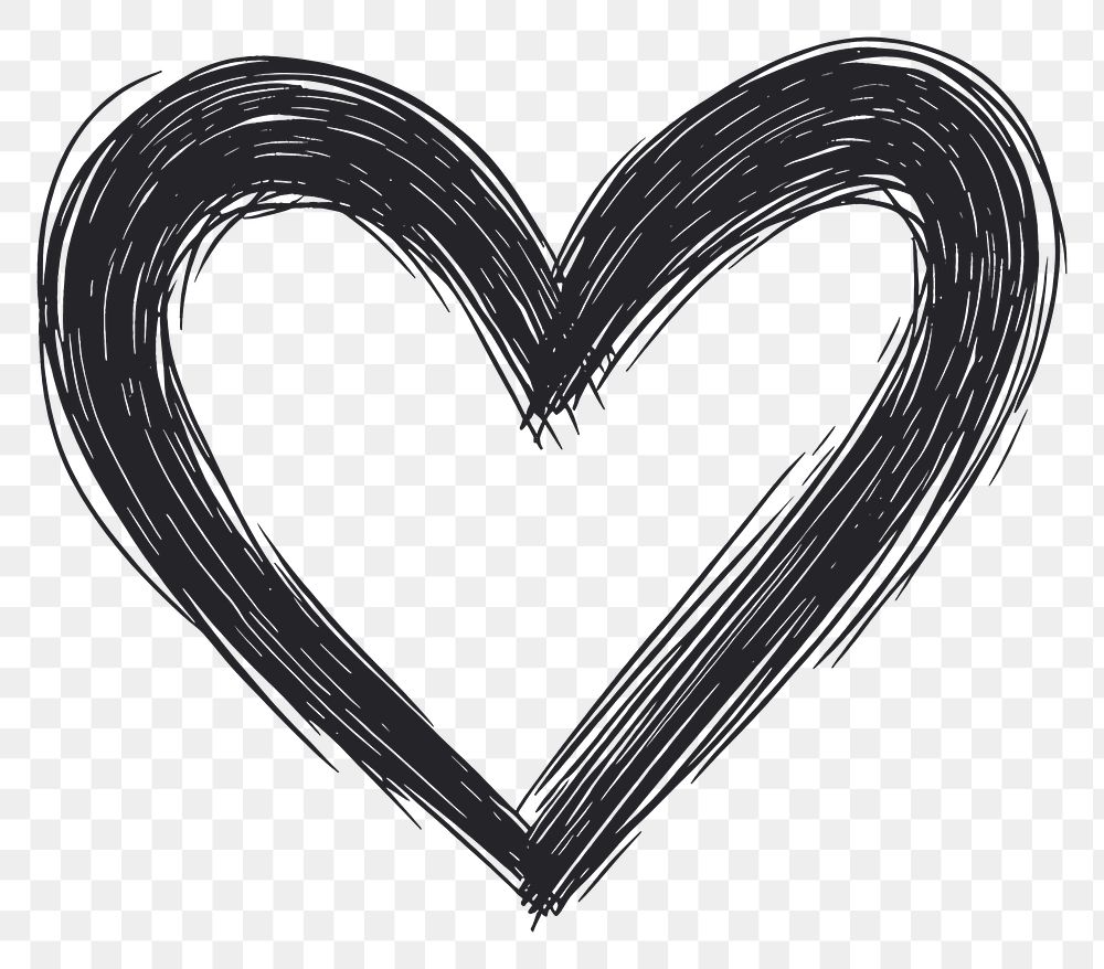 PNG Heart symbol black white.