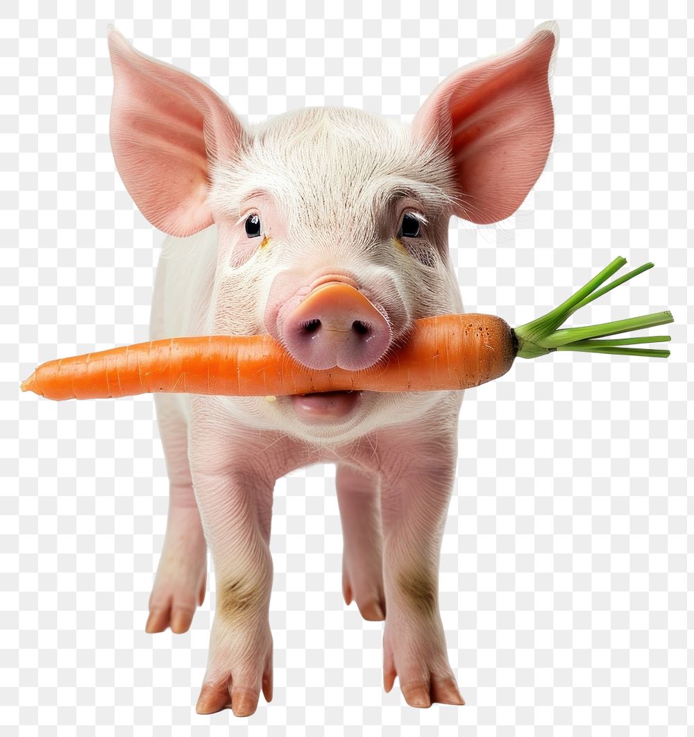 PNG Pig holding carrot animal mammal agriculture.