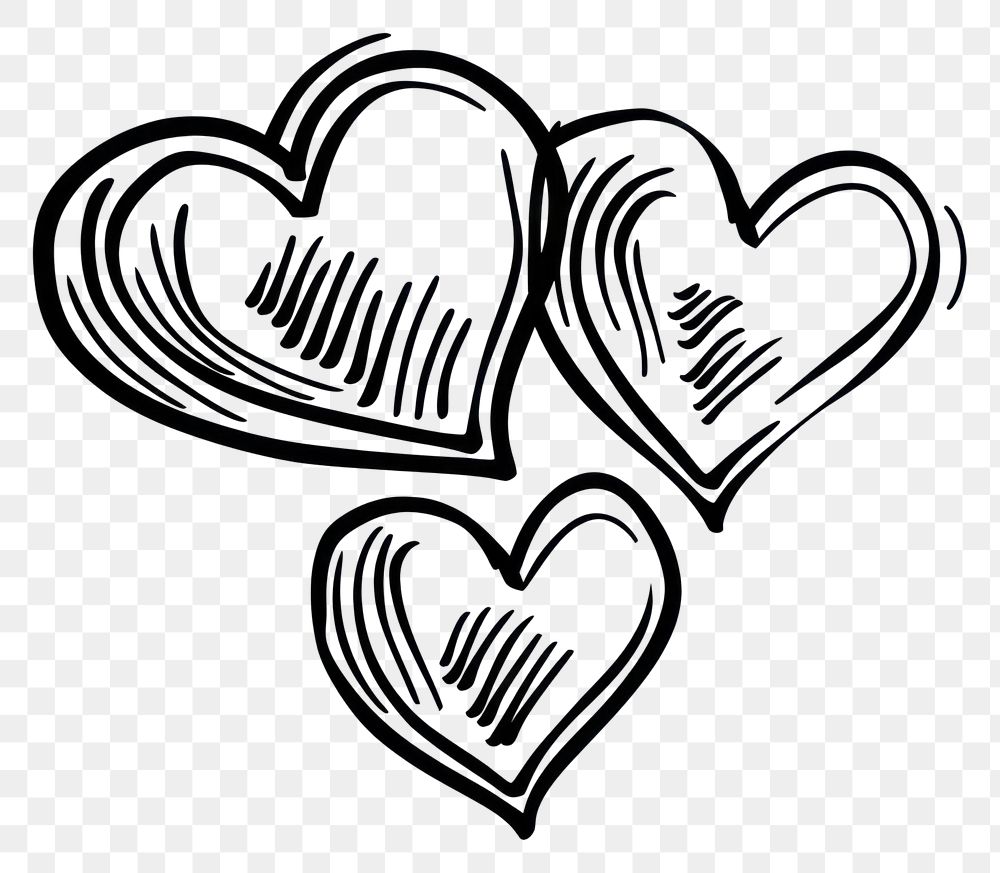 PNG Hand drawn 3 hearts Free PNG rawpixel