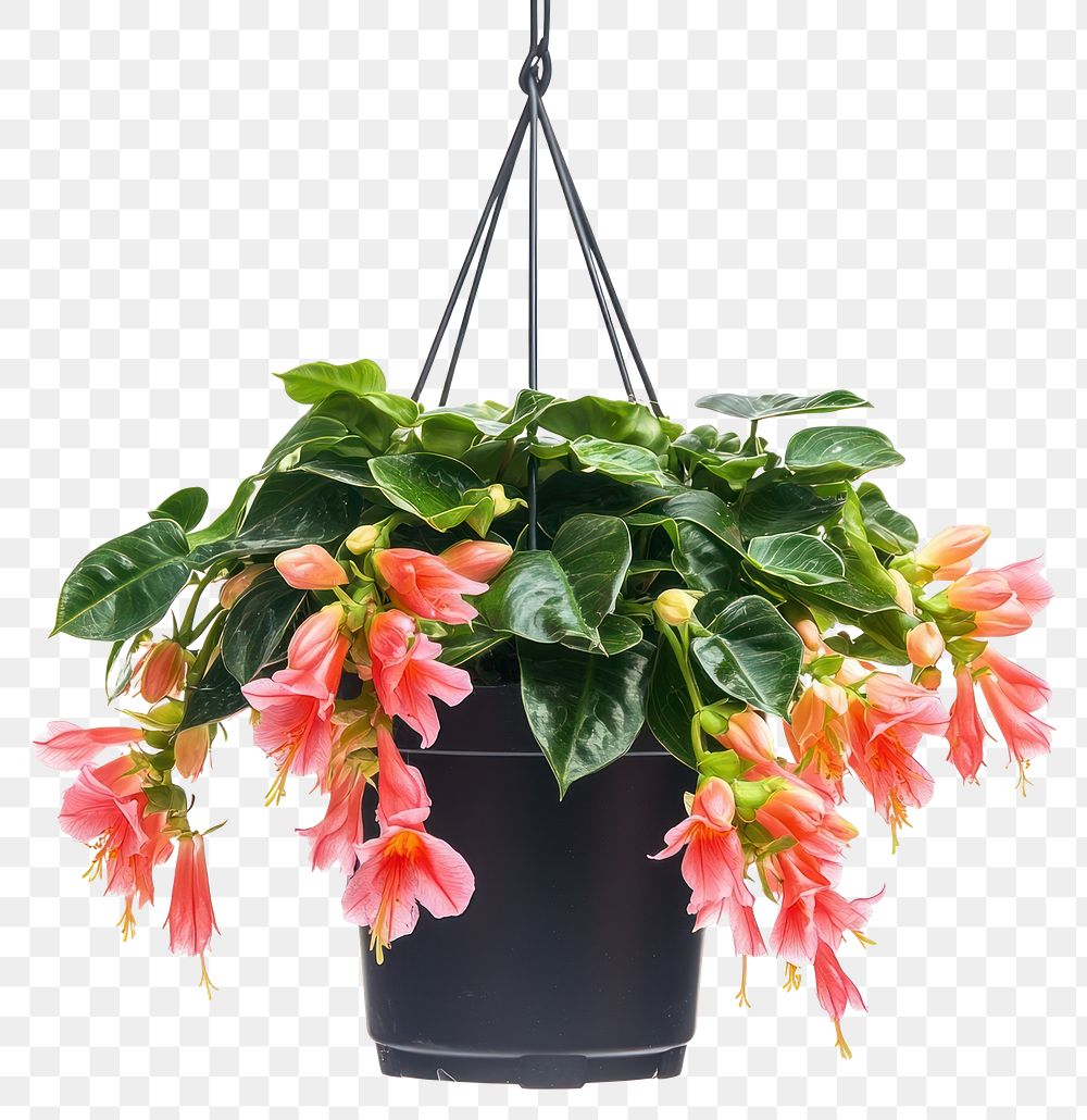 PNG Real Schlumbergera plant hanging flowers.