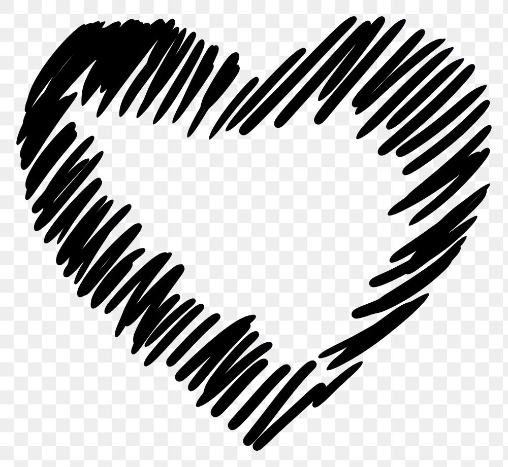 PNG Heart symbol doodle black.