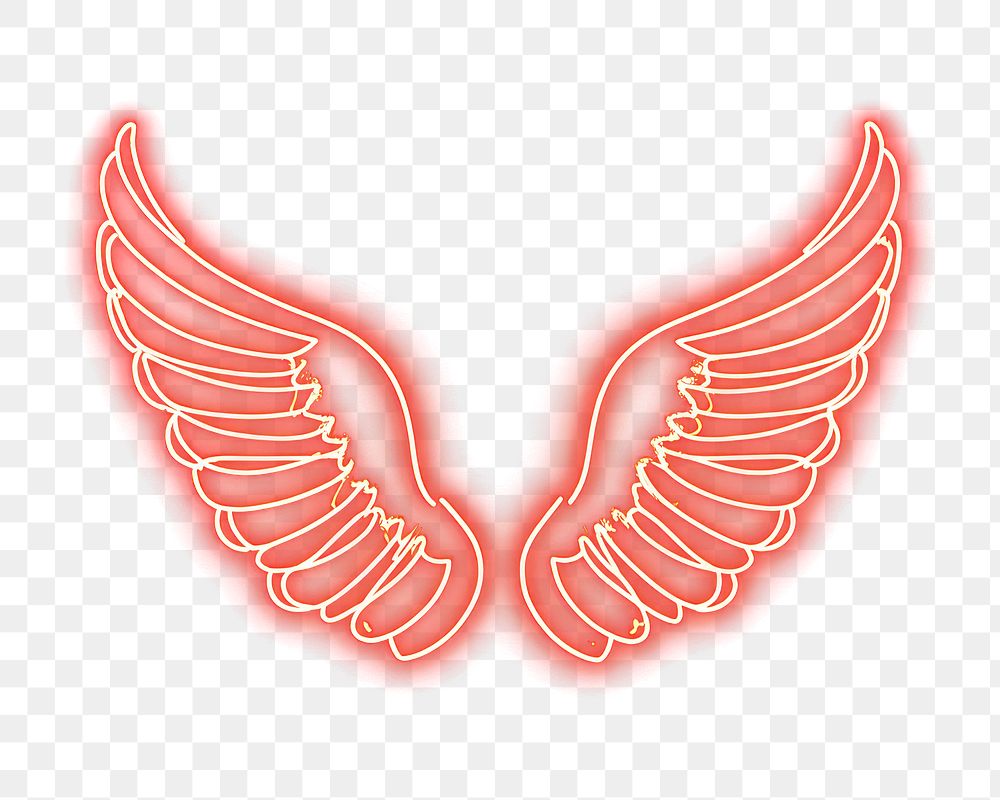 PNG Cute wings light neon illustration.