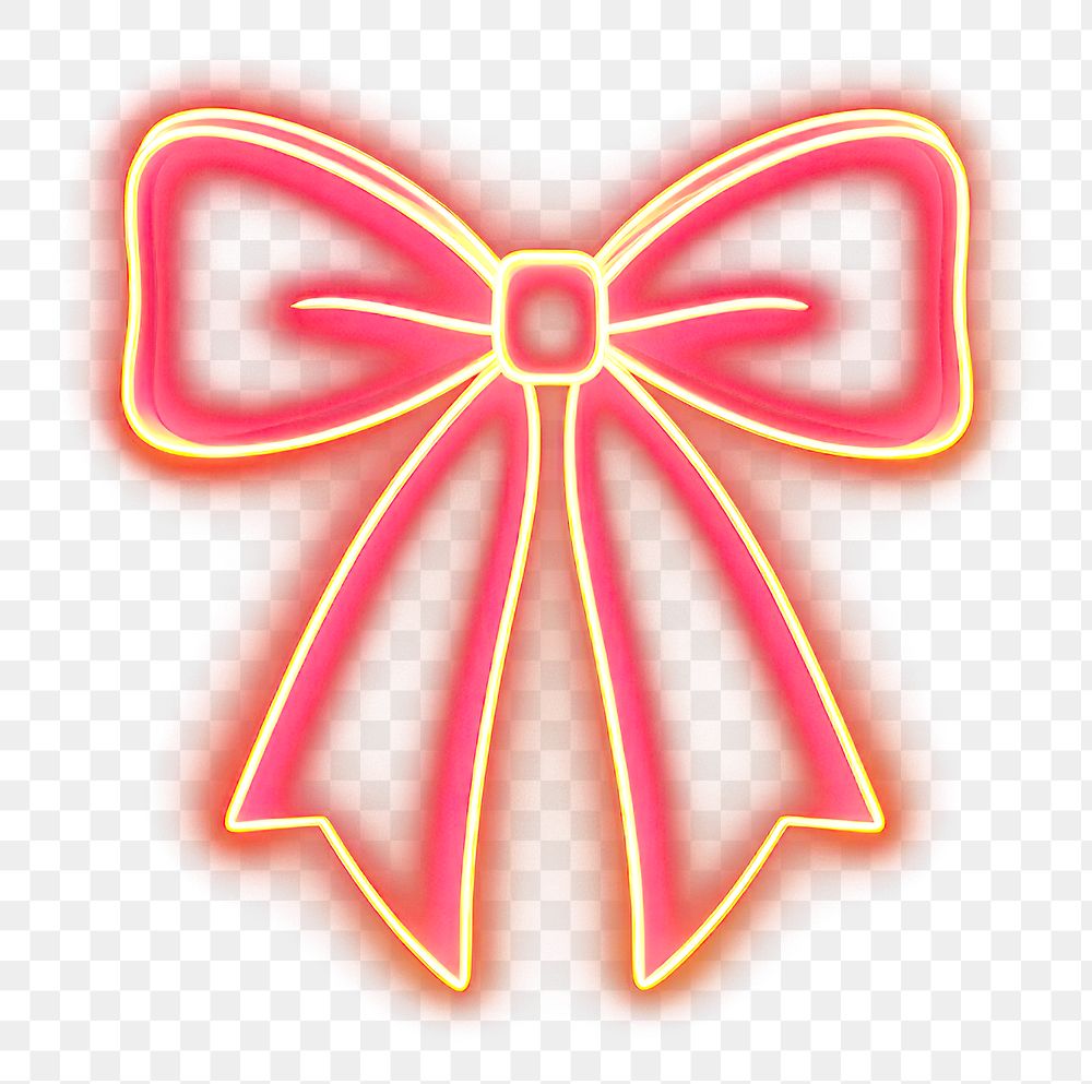 PNG Ribbon tied light neon illustration.