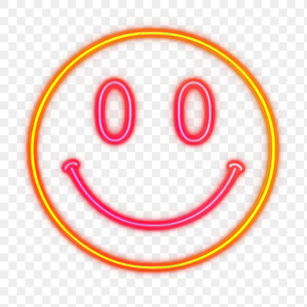 PNG Smiling emoticon neon illustration glowing.