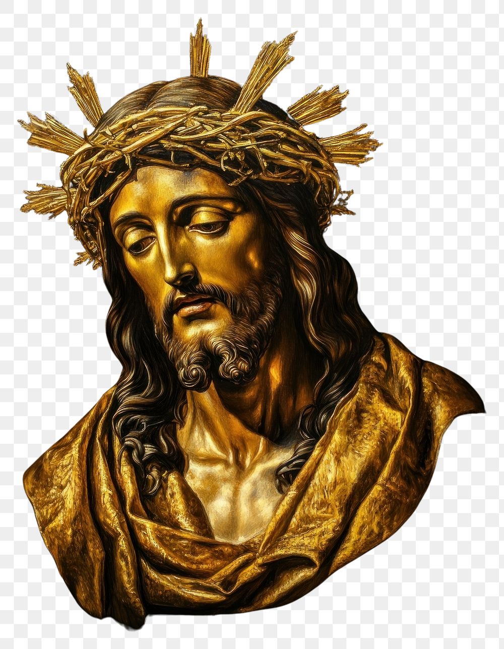 PNG Gold jesus painting art christianity.