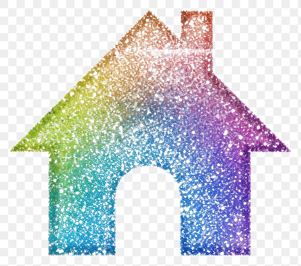 PNG Colorful house icon glitter shape white background.