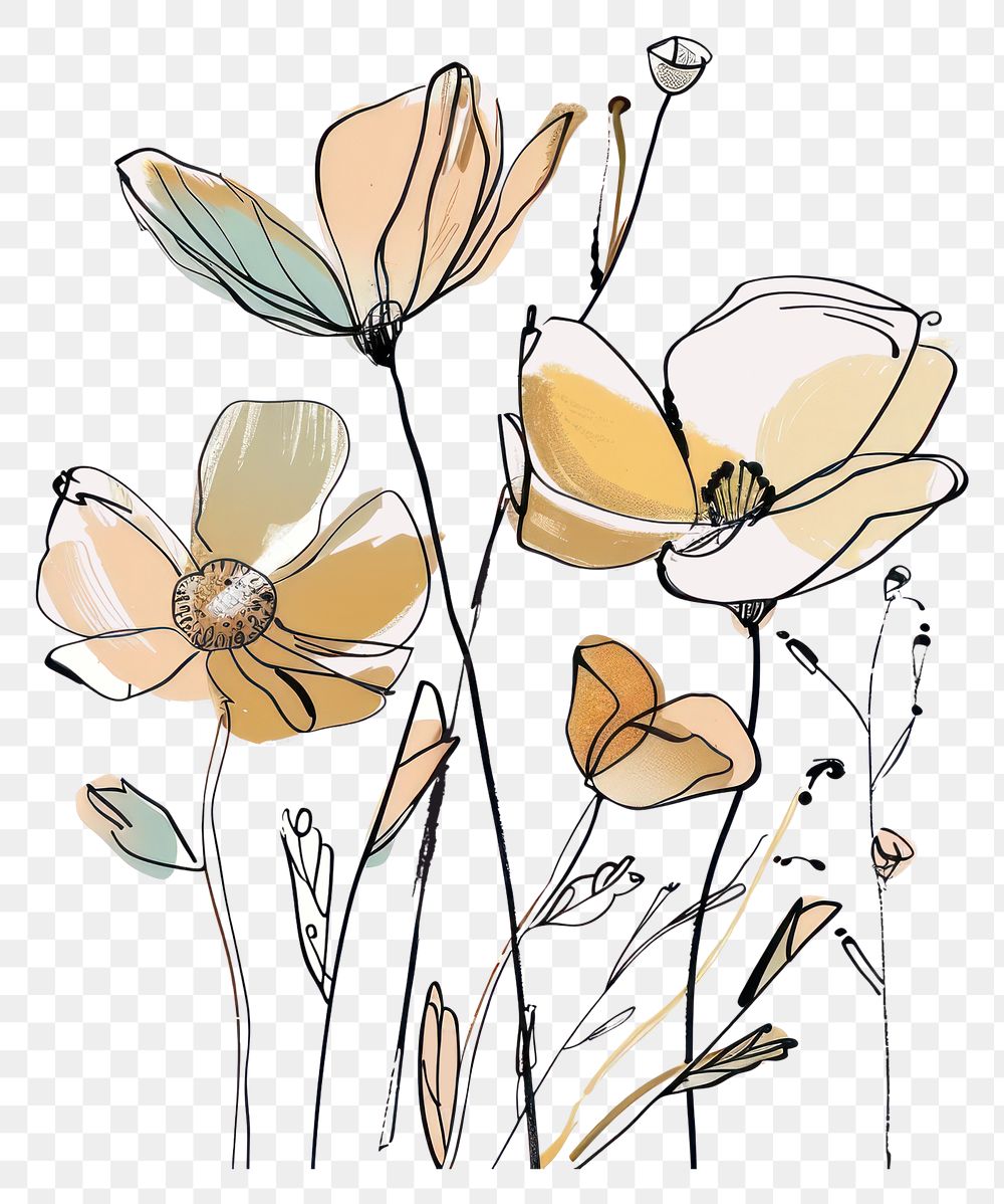 PNG Flower sketch art illustrated.