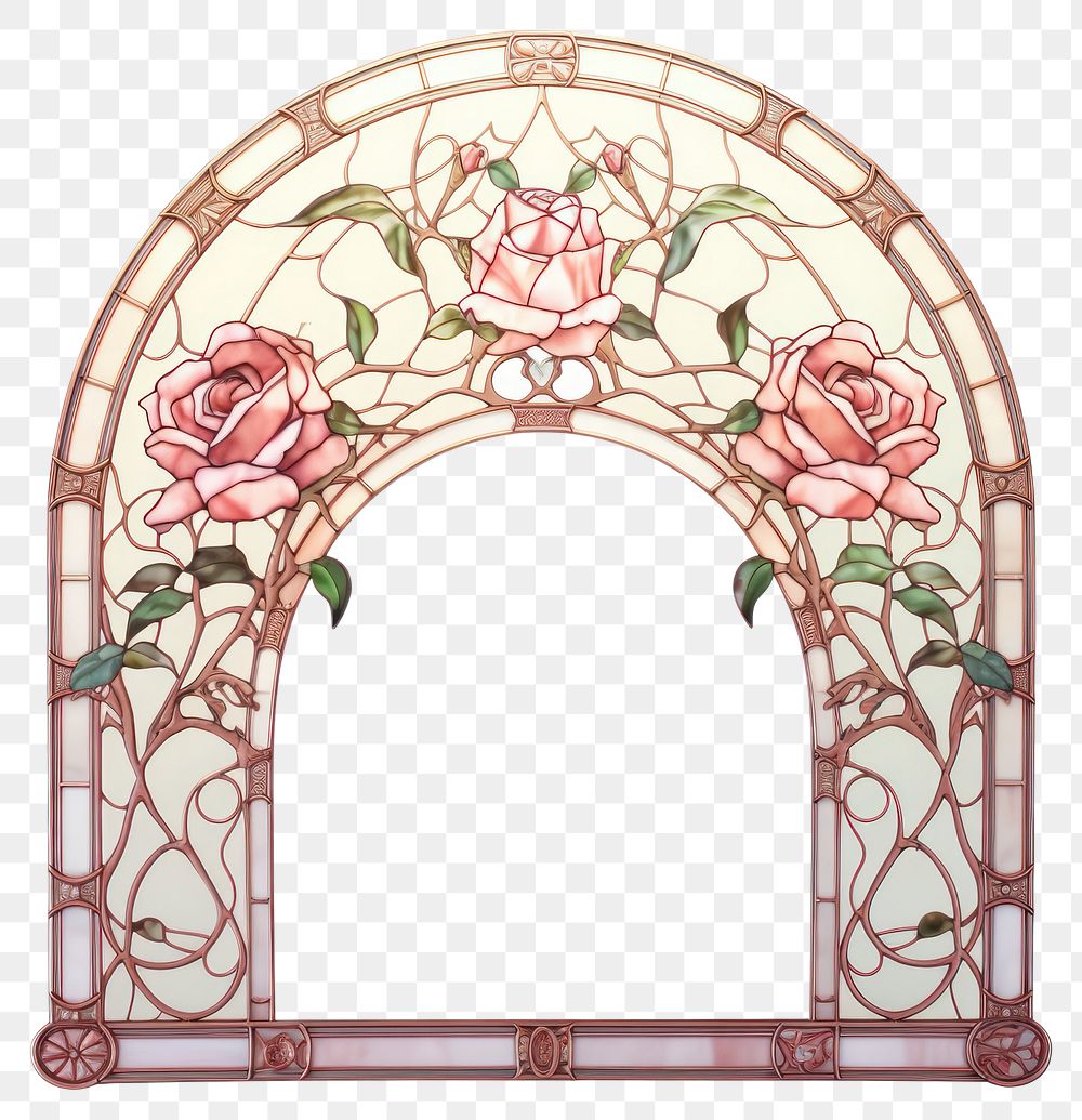 PNG Arch art nouveau pink Rose rose architecture.