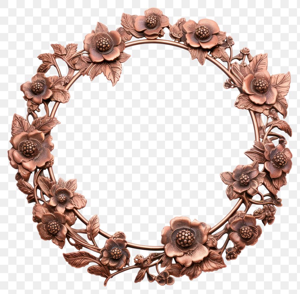 PNG Nouveau art of garland flower frame jewelry copper photo.