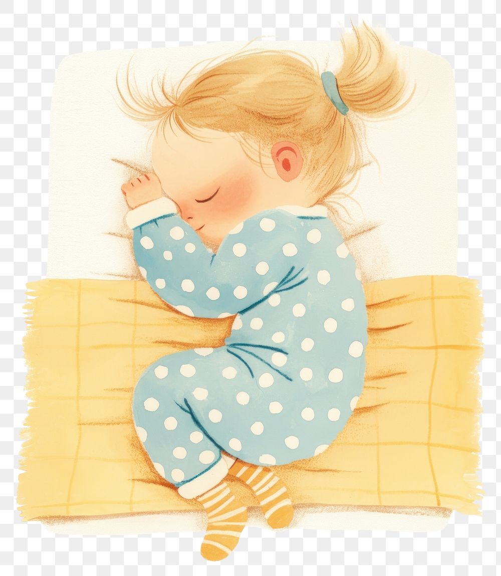 PNG A cute girl sleeping illustration children's colors.