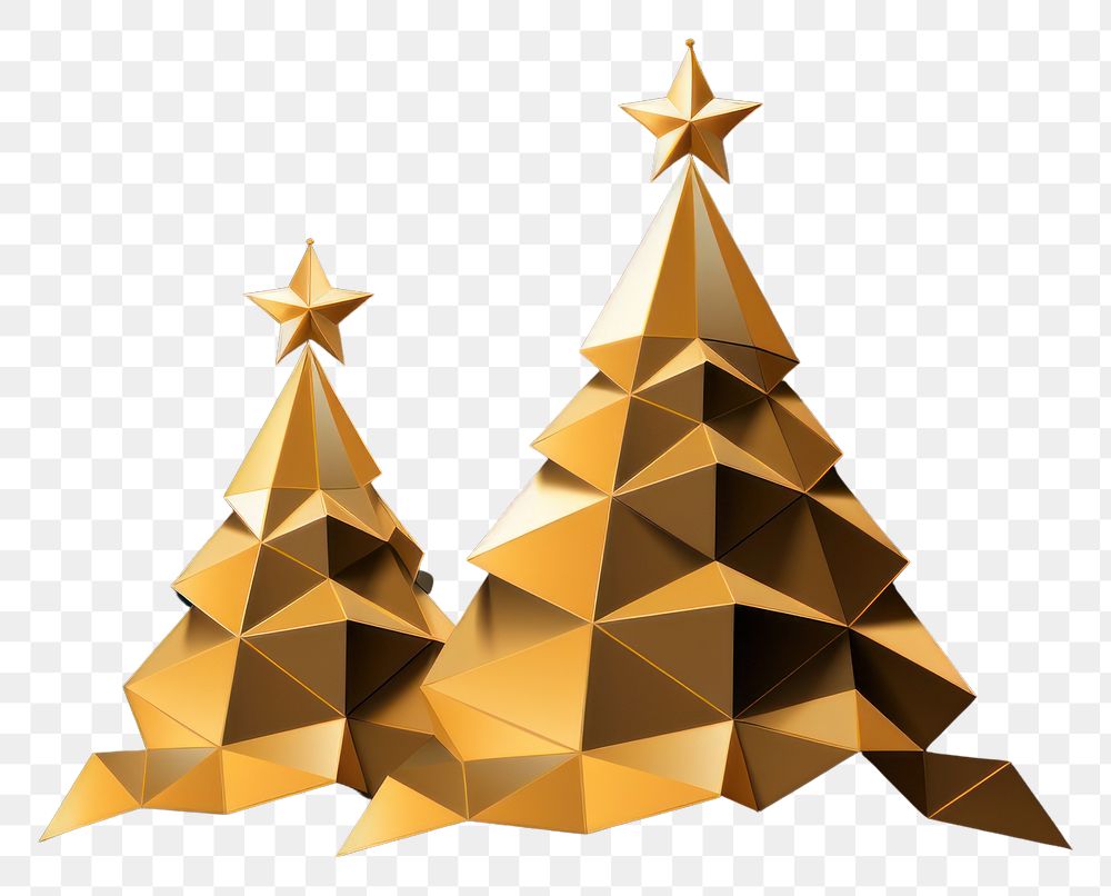 PNG Golden low-poly christmas tree background design night.