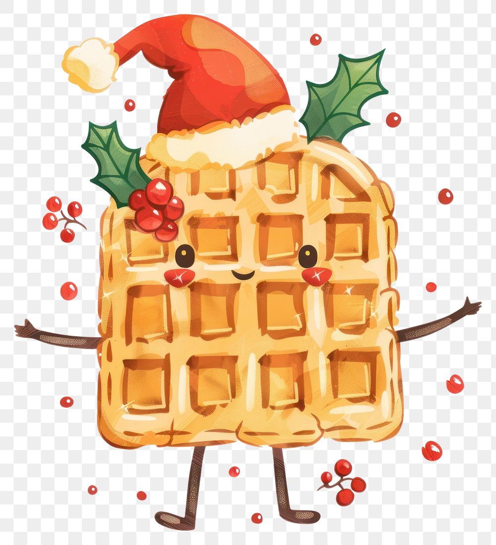 PNG Christmas waffle christmas cartoon food.