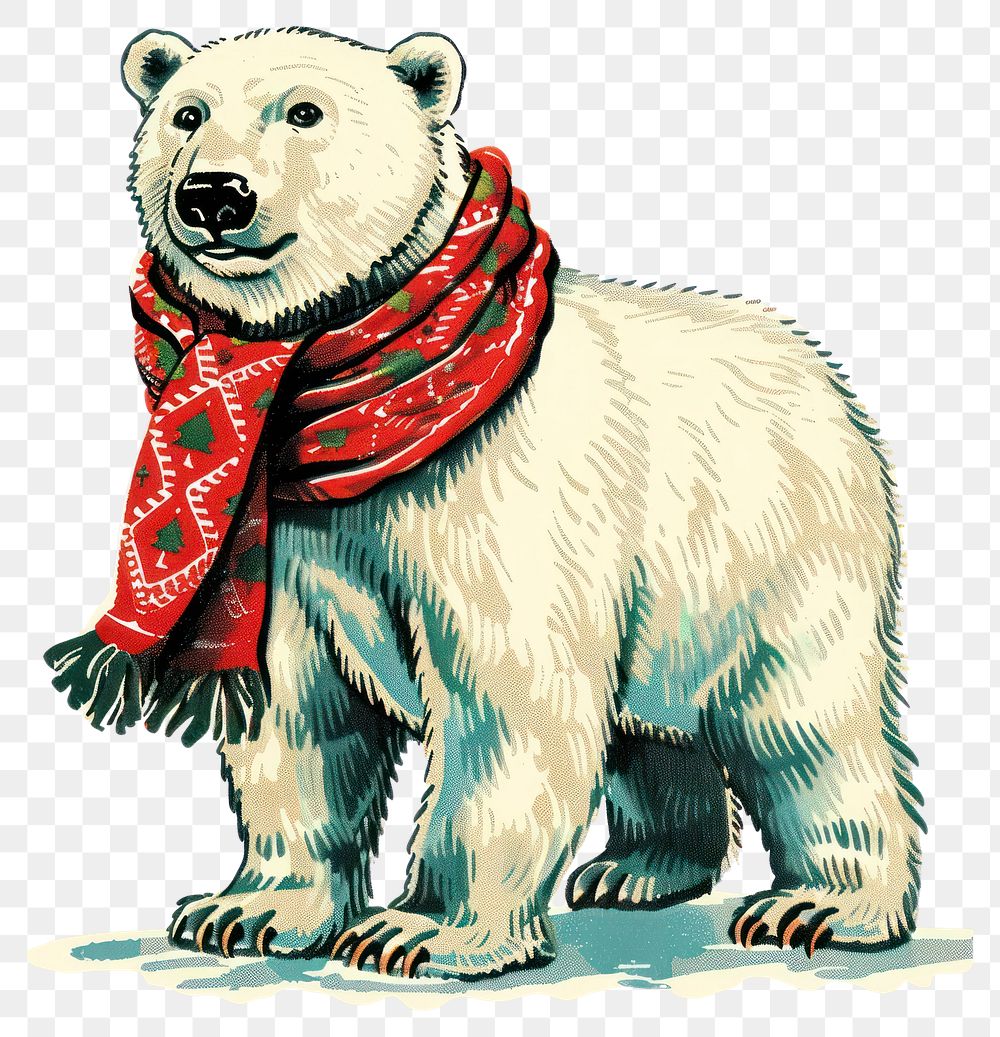 PNG Christmas polar bear christmas animal theme.