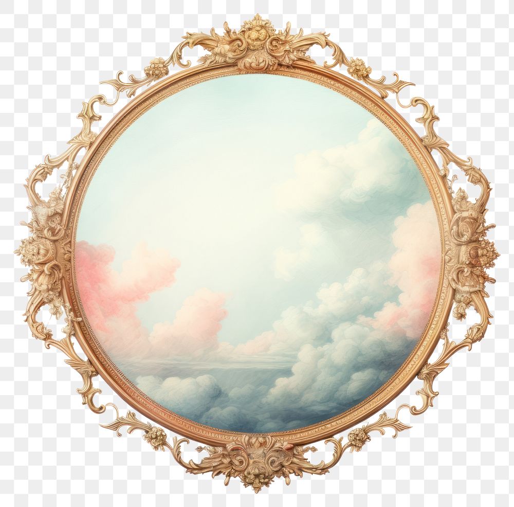 PNG Vintage cloud circle frame white background photography rectangle.