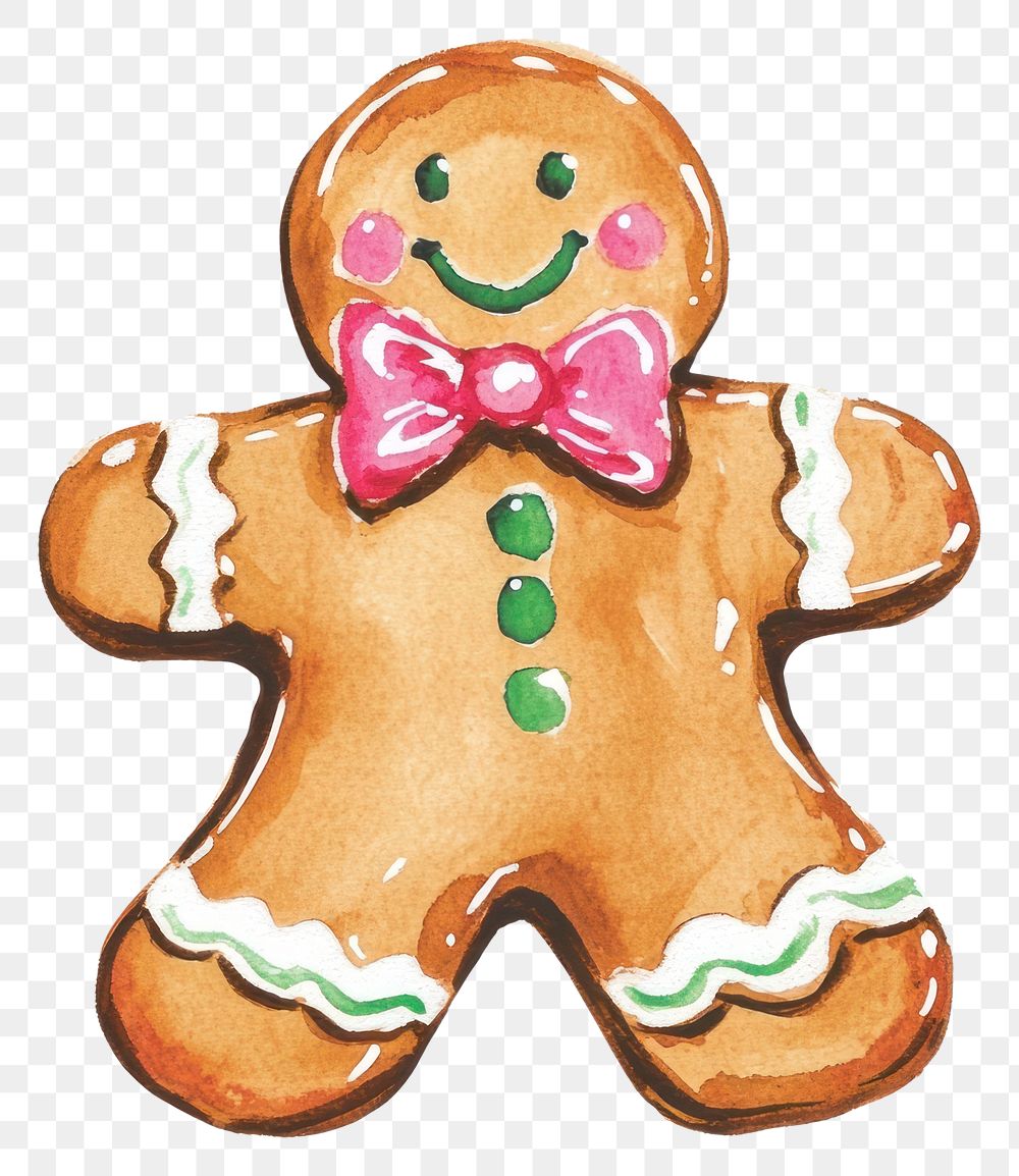 PNG Christmas Gingerbread Cookie gingerbread cookie watercolor.