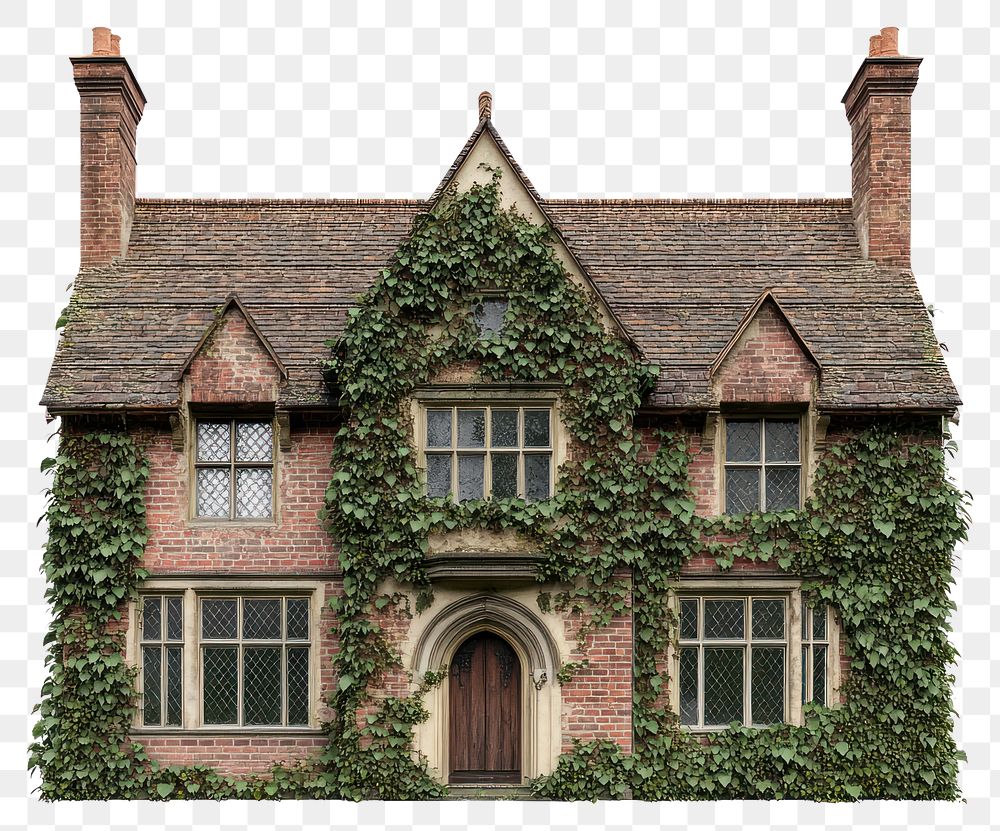 PNG Old English brick mansion ivy architecture building.