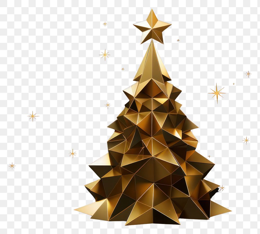 PNG Golden low-poly christmas tree background design star.