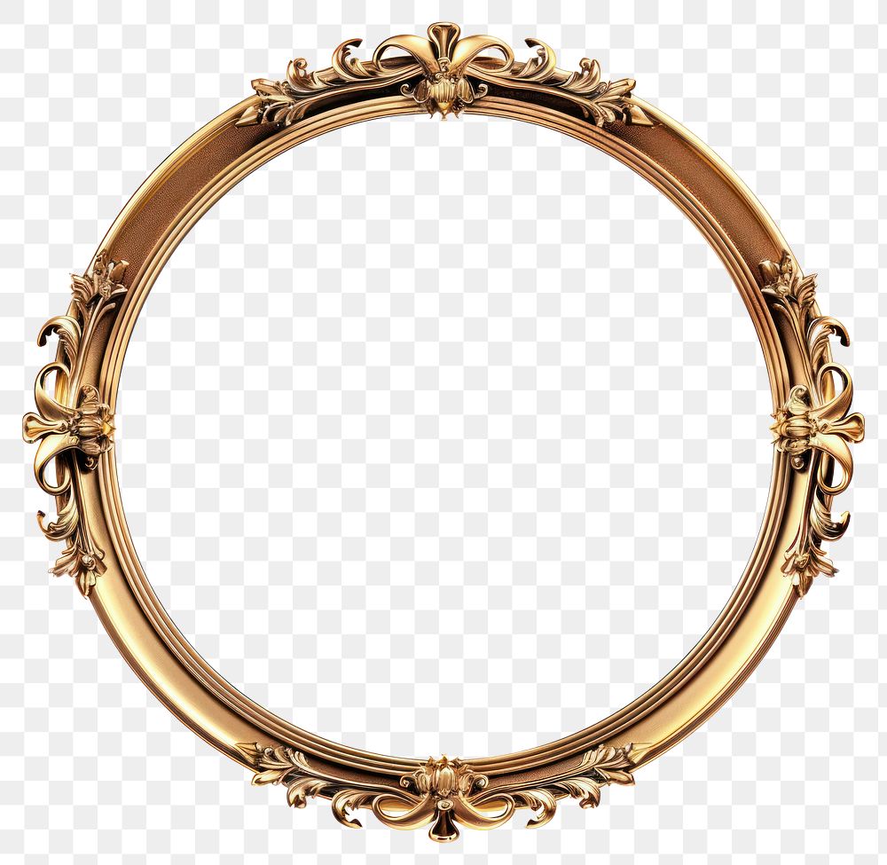 PNG Vintage circle frame golden photo round.