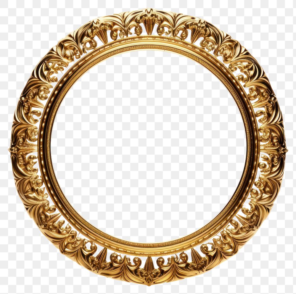 PNG Vintage circle frame gold picture golden.