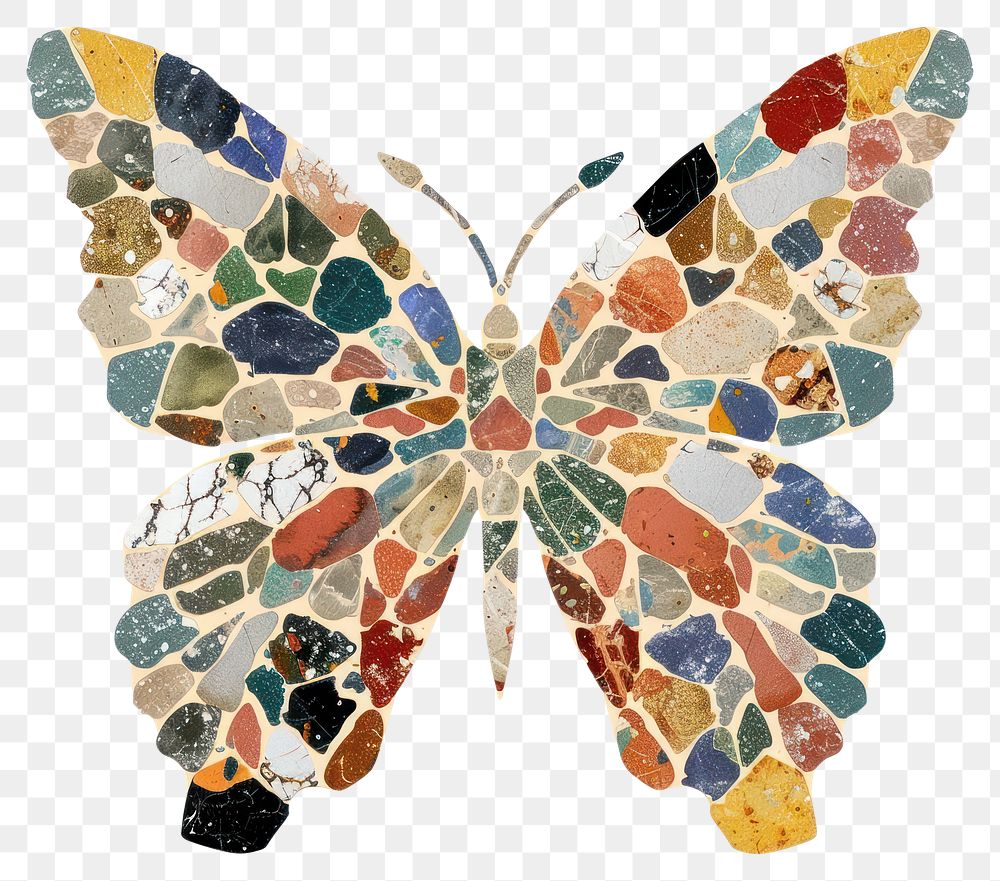 PNG Pastel terrazzo butterfly art mosaic illustration.